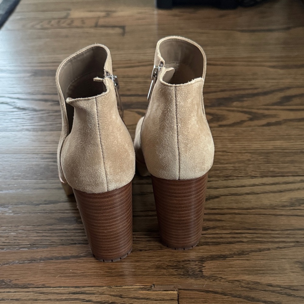 Vince Camuto Cream Peep-Toe Heeled Boots - Picture 5 of 5